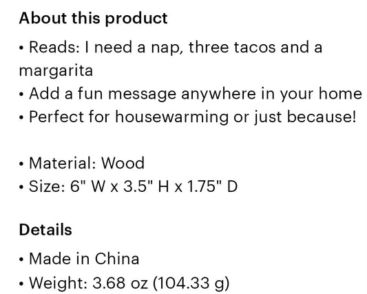 Margarita Wood Box Sign