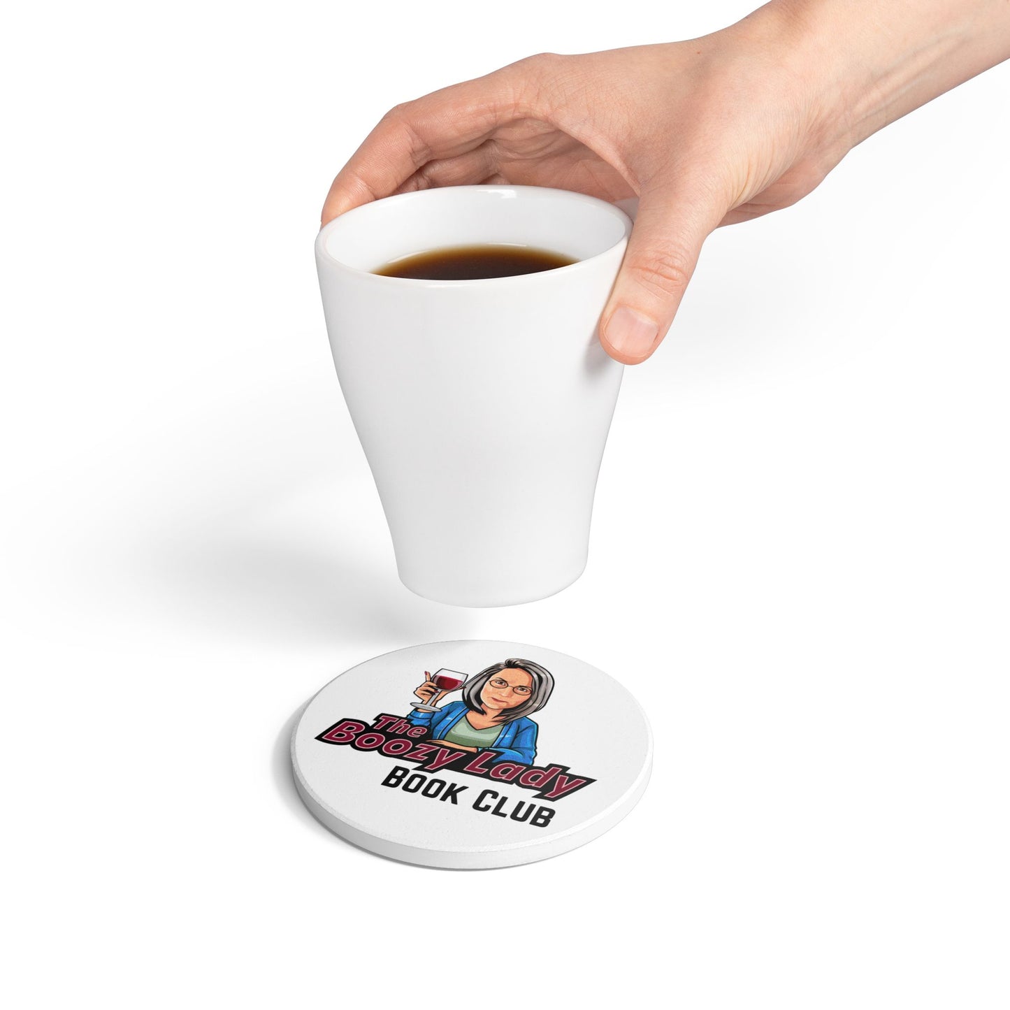 The Boozy Lady Book Club Ceramic Coaster